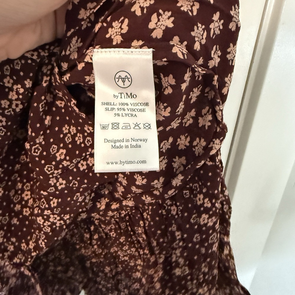 ByTimo Georgette Mini Dress NEW Burgundy Floral Print Women's Size Medium Flowy - Picture 6 of 7